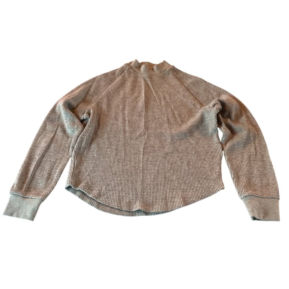 Madewell XS Waffle Knit Long-Sleeve Mock Neck Top Polyester Viscose Blend Casual